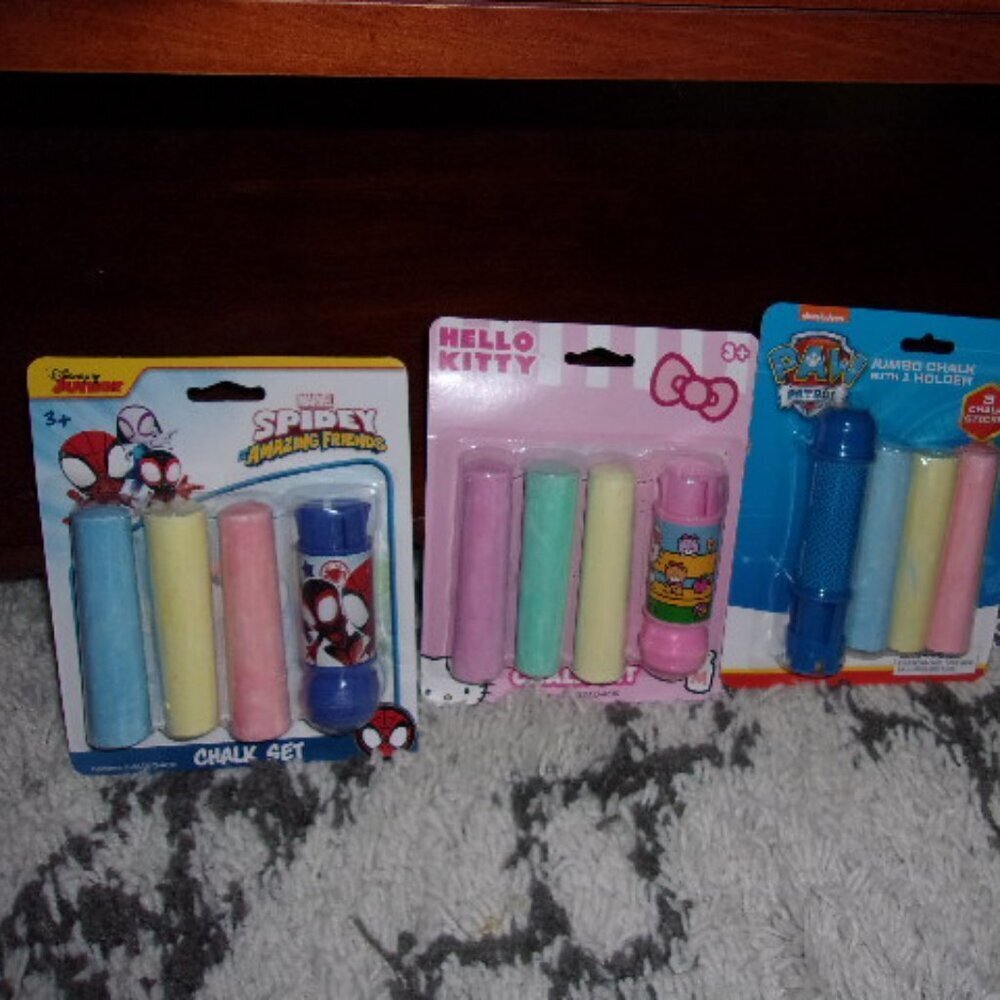 Bundle of Chalk New- Stitch, Paw Patrol, Spidey, Hello Kitty